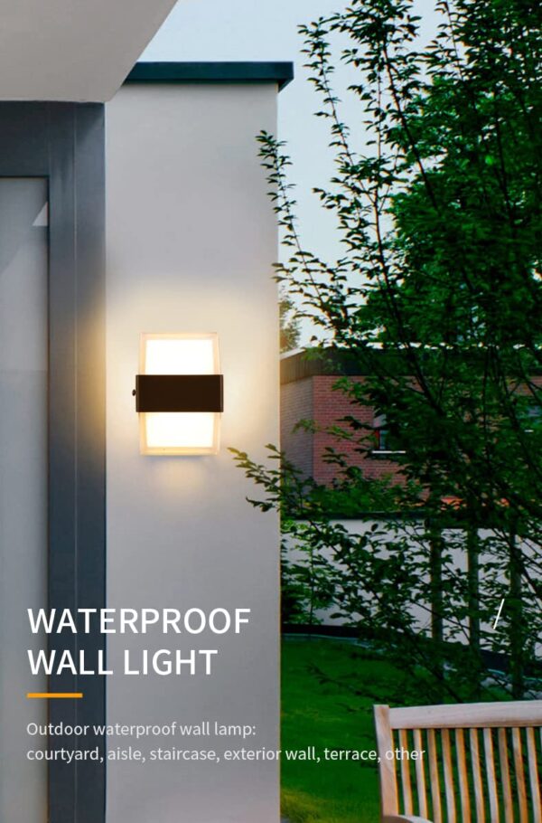 Groeien LED 12 watt Modern Outdoor Acrylic Wall lamp Decorative Garden Light Up and Down Light Waterproof Outdoor Light (Square)