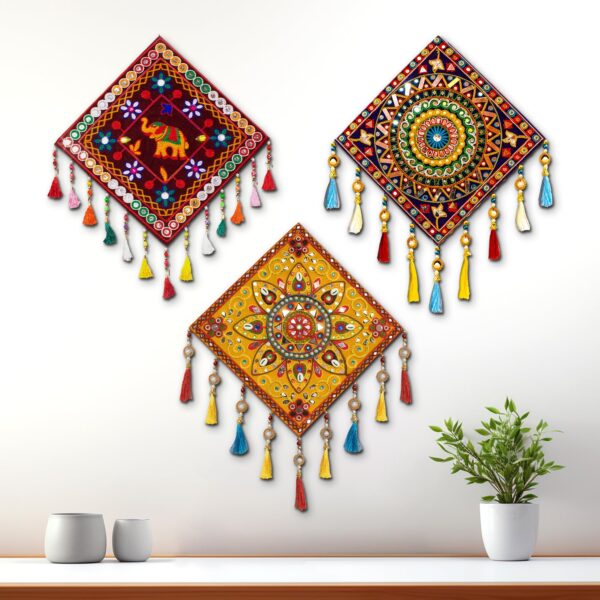 Gujrati Wooden Wall Art Hanging for Living Traditional Rangoli Design Room Decoration Item for Home, Modern Decor Items, Wall Hanging for Office and Bedroom (NGAC-082437)