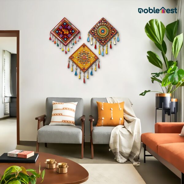 Gujrati Wooden Wall Art Hanging for Living Traditional Rangoli Design Room Decoration Item for Home, Modern Decor Items, Wall Hanging for Office and Bedroom (NGAC-082437)