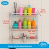 HANDY Bathroom Accessories 3 Layer Stainless Steel Bathroom Shelf with 2 Soap Case 1 Toothbrush Holder and Hook
