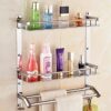 HANDY Self Adhasive Bathroom Accessories Set Stainless Steel 3 Layer HANDY Self Adhasive Bathroom Accessories Set Stainless Steel 3 Layer Bathroom Shelf | Towel Holder Multipurpose Wall Mount | No-Drill Bathroom Organiser Towel Racks with Hook (16x5x17 inch)