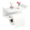 HASTHIP® Toilet Paper Roll Holder with Mobile Stand - Self Adhesive Tissue Holder for Bathroom Toilet Papers Stand Bathroom Accessories(White, Square, 18x10x8cm)