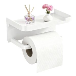 HASTHIP® Toilet Paper Roll Holder with Mobile Stand - Self Adhesive Tissue Holder for Bathroom Toilet Papers Stand Bathroom Accessories(White, Square, 18x10x8cm)