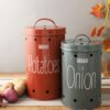 HAZEL Onion Potato Storage Container Set | Kitchen Storage Canisters with Lid | Airtight Leak Proof Steel Jar (Set of 2)
