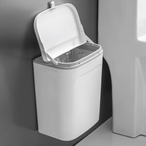 HOKIPO Plastic Hanging/Wall Mounted Dustbin For Bathroom Toilet Kitchen Home HOKIPO Plastic Hanging/Wall Mounted Dustbin For Bathroom Toilet Kitchen Home Or Office, White, Pack Of 1 (AR3992), Open-Top