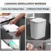 HOKIPO Plastic Hanging/Wall Mounted Dustbin For Bathroom Toilet Kitchen Home Or Office, White, Pack Of 1 (AR3992), Open-Top