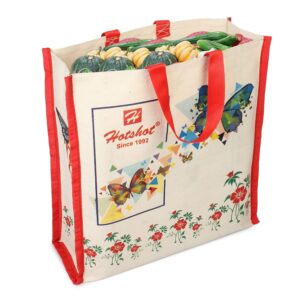 HOT SHOT Hotshot Reusable Medium Heavy Duty Waterproof Shopping Bags - Kitchen Essentials/Grocery Bags with Full Handles (Pack of 1)