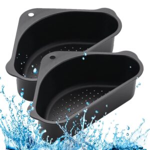 HROY Plastic Kitchen Sink Drain Basket Storage Dish Rack Organizer Sink Shelf Soap Sponge Drain Rack Vegetables Fruit Drain Rack (Min 2 Quantity, Black)