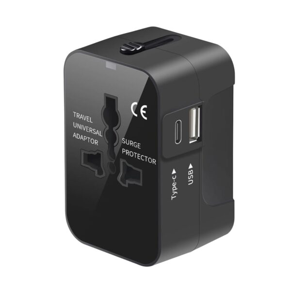 HUMBLE® Universal Travel Adapter with Fast Charging | Dual Ports (USB + Type-C), All-in-One International Worldwide Travel Charger for 150+ Countries (Black)