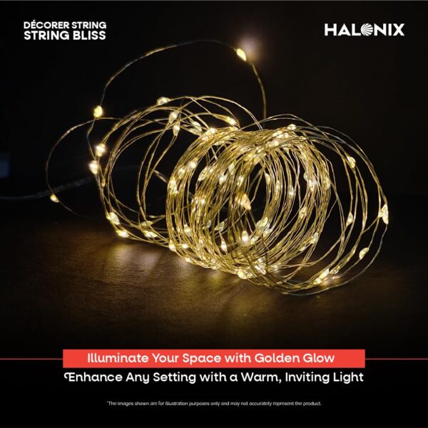 Halonix Bliss Rice Light | Decorative Light | Fairy Light | USB Powered | String Light | Diwali Light | Warm White| Pack 1 |Diwali Lights for Decoration for Home-Plastic,Corded Electric