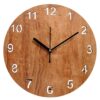 Handcrafted Wooden Wall Clock, 12 Inch, Natural Wood Finish, Large Handcrafted Wooden Wall Clock, 12 Inch, Natural Wood Finish, Large 3D Numbers, Quartz Movement, for Living Room, Bedroom, Office & Home Decor