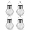 Hanging Solar Lantern Lights, Outdoor Waterproof Cracked Glass Round Ball Lamp, Garden Globe Warm White LED Light for Landscape Walkway Backyard Yard Patio Lawn Pathway (4.7inch) (Pack Of 4)