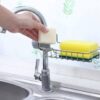 HappyHive Stainless Steel Sink Accessories Organizer, Tap Size Adapter Clips, Storage Rack, Practical Home Kitchen Drain Rack for Placing Soap, detergents, Scrub