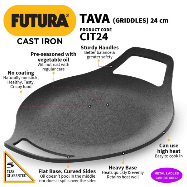 Hawkins-Futura-24-cm-Cast-Iron-Tava-Cast-Iron-Tawa-for-Roti-Cast-Iron-Cookware-for-Kitchen-Black-CIT24.jpg Hawkins Futura 24 cm Cast Iron Tava, Cast Iron Tawa for Roti, Cast Iron Cookware for Kitchen, Black (CIT24)
