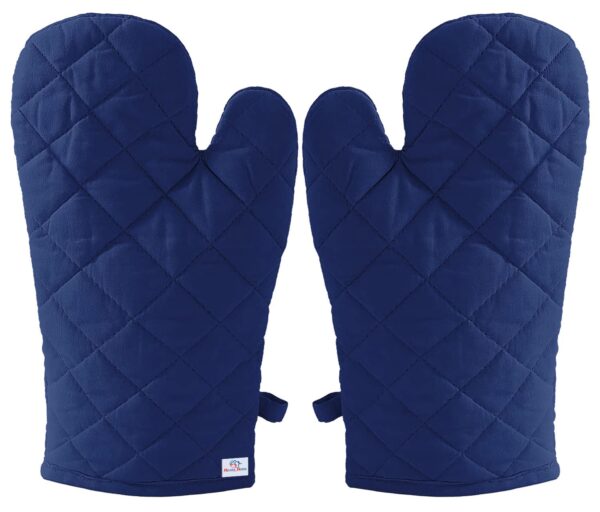 Heart Home Heat Resistant Cotton Kitchen Oven Mitt Microwave Gloves, Heart Home Heat Resistant Cotton Kitchen Oven Mitt Microwave Gloves, Set of 2 (Blue)-HS43HEARTH26080