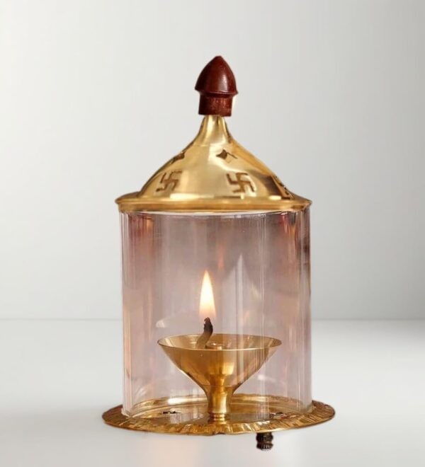 Heaven-Decor-Brass-and-Glass-akhand-deep-Diya-with-Cover-for-Puja-Deepam-Jyot-Diya-Oil-Lamp-Pooja-Articles-and-Pooja-Items-for-Home-Temple-4.8-inch.jpg Heaven Decor Brass and Glass akhand deep Diya with Cover for Puja | Deepam Jyot Diya Oil Lamp | Pooja Articles and Pooja Items for Home Temple 4.8 inch