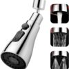 Heavy Duty 360° Rotating Tap Extension for Kitchen Sink | 2-Mode Splash Filter Kitchen Tap Extender | Flexible Chrome Water Faucet Attachment & Aerator with Universal Fitting, Silver