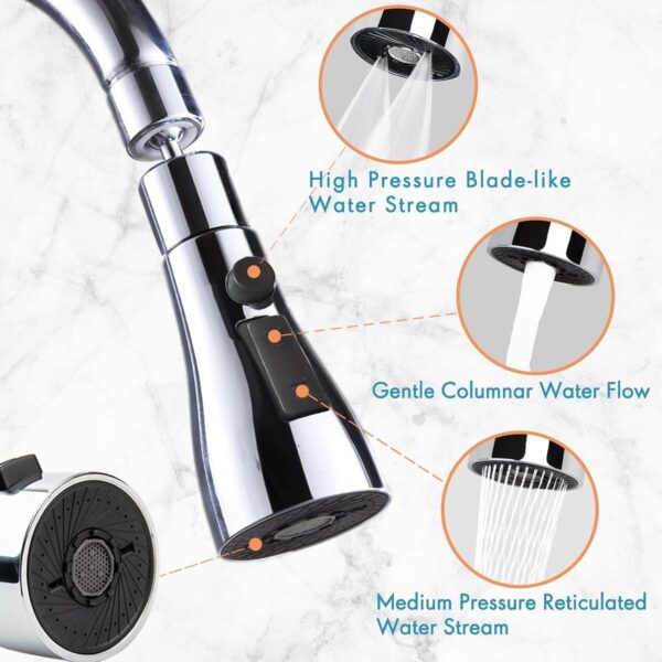 Heavy Duty 360° Rotating Tap Extension for Kitchen Sink | 2-Mode Splash Filter Kitchen Tap Extender | Flexible Chrome Water Faucet Attachment & Aerator with Universal Fitting, Silver