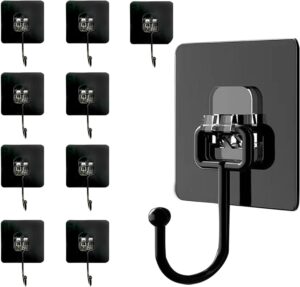 Heavy-Duty Adhesive Wall Hooks – Waterproof Transparent Utility Hooks for Heavy-Duty Adhesive Wall Hooks – Waterproof Transparent Utility Hooks for Bathroom, Kitchen, Door, Office – Removable Seamless Hanging Hooks Pack of 10