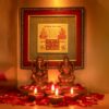 HindCraft Laxmi Ganesh Pyrite Frame Yantra | Shree Yantra Crystal Showpiece for Home Decor, Puja & Meditation | Spiritual Decorative Gift for Housewarming & Special Occasions