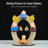 HindCraft Resin Buddha Monk Figurine Set – 4 Mini Monks on Wooden Stand with Bells | Baby Buddha for Spiritual Home or Office Decor | Ideal Gift & Décor