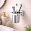 Hindware Stelo Tooth Brush Holder for Bathroom | 202-Grade Stainless Steel | Mirror Like Chrome Finish | Corrosion & Rust Resistant Toothbrush Holder | Dimension (mm): 125*112*99 | 1-year Warranty