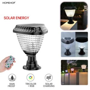 Homehop 10W LED Solar Gate Light for Outdoor Home Garden Homehop 10W LED Solar Gate Light for Outdoor Home Garden Main Entrance Compound Wall Pillar Waterproof Lamp Automatic with Remote Control (ABS, RGB, Triangle)