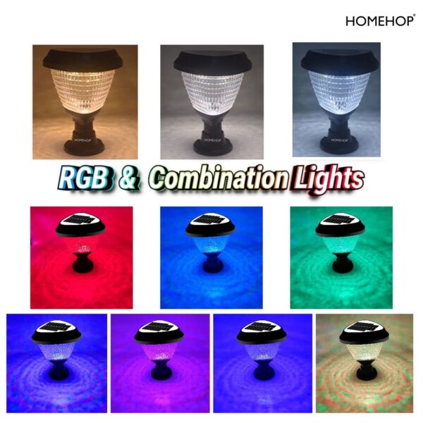 Homehop 10W LED Solar Gate Light for Outdoor Home Garden Main Entrance Compound Wall Pillar Waterproof Lamp Automatic with Remote Control (ABS, RGB, Triangle)