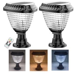 Homehop 10W Solar Led Main Gate Pillar Light for Home Homehop 10W Solar Led Main Gate Pillar Light for Home Outdoor Garden Waterproof Pillar Compound Wall Lights Decorative Automatic for Entrance Remote Control Lamp (ABS, Triangle, RGB,Pack of 2)