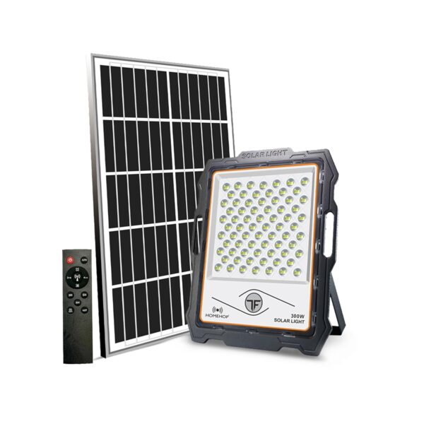 Homehop Solar Flood Light Outdoor, Waterproof 300 Watts Automatic LED Wall Lamp for Garden, Home, and Balcony,Dusk to Dawn with Remote .(Cool White-Aluminum)