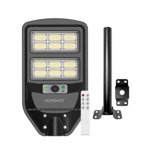 Homehop Solar Street Light Outdoor Waterproof 120 Watt LED Wireless Homehop Solar Street Light Outdoor Waterproof 120 Watt LED Wireless Motion Sensor Lamp with Pole for Home, Garden, Wall, Pathway, Dusk to Dawn (ABS- Cool Light)