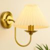 Homesake® Antique Brass Wall Sconces Lighting Fixture, E27 Industrial Vintage Homesake® Antique Brass Wall Sconces Lighting Fixture, E27 Industrial Vintage Gold Wall Light Lamp Bathroom Decor for Bedroom Living Room, Fabric Shade, Golden, (Pleated Off-White)