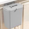 House of Quirk Plastic Hanging Trash Can With Lid, Double-Sided Open Design, Cabinet Door Hanging Wall Storage Bucket for Kitchen (9 Litre Grey)