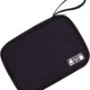 House of Quirk Polyester Electronic Accessories Pouch (Black_NEW_LINEN_GADGET_ORG_BLA-_-)
