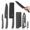 INAAM Professional Kitchen Knife Set with Cover, Set of 3PCS High Carbon Stainless Steel Knives Meat,Chef, with Non-Slip Coating,Premium Sharp Blade for Home Kitchen and Restaurant (Black)