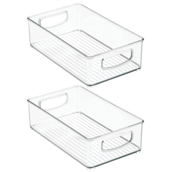 INKULTURE Stackable Acrylic Fridge Organizer Sturdy Pantry And Refrigerator Storage Containers Bins With Handles | Large | Pack of 02 | For Bathroom, Kitchen Cabinet, Pantry, Home Organization