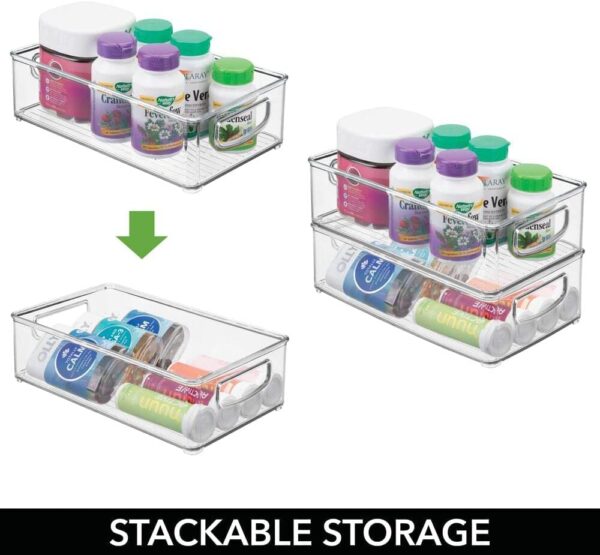 INKULTURE Stackable Acrylic Fridge Organizer Sturdy Pantry And Refrigerator Storage Containers Bins With Handles | Large | Pack of 02 | For Bathroom, Kitchen Cabinet, Pantry, Home Organization