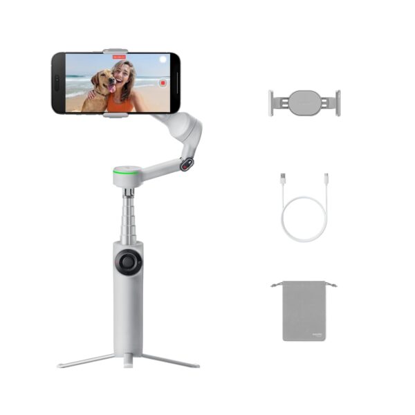 Insta360 Flow 2 Pro Grey - AI Tracking Phone Gimbal, Insta360 Flow 2 Pro Grey - AI Tracking Phone Gimbal, 200+ App Tracking with DockKit, Multi-Person Tracking, 360º Pan Tracking, Built-in Tripod/Selfie Stick, iPhone/Android Portable Stabilizer