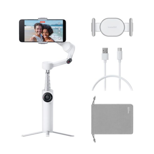 Intsa360 Flow 2 White Gimbal Stabilizer for Smartphone - Foldable Intsa360 Flow 2 White Gimbal Stabilizer for Smartphone - Foldable AI Phone Gimbal, AI&Multi-Person Tracking, Built-in Tripod/Selfie Stick, Remote Control, iPhone/Android Phone Stabilizer, Travel&Vlog