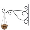 Iron Hooks for Lanterns, Planters, Bird Feeders & Coats – Indoor/Outdoor Wall Brackets – Heavy Duty Hanging Hooks for Home & Garden Decor (Black, Pack of 1)