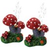 JAINSONS PET PRODUCTS Aquarium Mushroom Ornament with Air Stone, 4 Inch, Pack of 2, Red Polka Dot Resin Decoration with Moss Base for Fish Tank, Turtle Tank, Home and Garden Decor