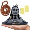 JD FRESH 3 Inch Adiyogi Statue with Rudraksh Mala/Resin Car Dashboard Idols/Lord Shiva for Pooja/Shivratri Gift/Decor/Shiv Murti/Mahadev Statues/Decorative Items for Home/Office(Black)