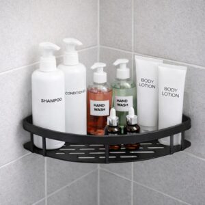 JIALTO 1 PCS Aluminum Bathroom Corner Shelf for Wall, rustproof, JIALTO 1 PCS Aluminum Bathroom Corner Shelf for Wall, rustproof, Nail-Free, No Drilling Organizer Holder, Bathroom Shelf for Wall Stand for Corner Holder, Washroom & Bathroom Accessories (Black)