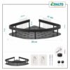 JIALTO 1 PCS Aluminum Bathroom Corner Shelf for Wall, rustproof, Nail-Free, No Drilling Organizer Holder, Bathroom Shelf for Wall Stand for Corner Holder, Washroom & Bathroom Accessories (Black)
