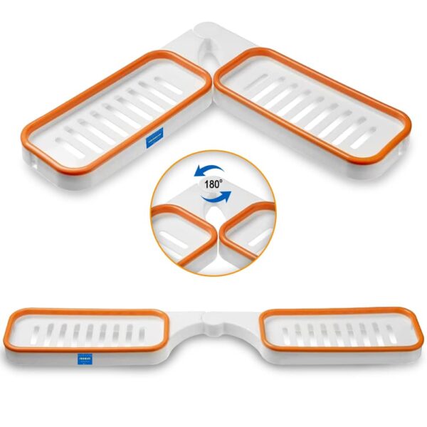 JIALTO 1 Pcs Bathroom Accessories Adhesive Wall Shelves Foldable Corner Shelf, Bathroom Shelf for Wall Mounted Soap Holder for Bathroom Organiser - Orange