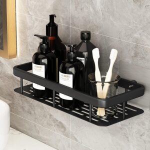 JIALTO 1 Pcs Bathroom Accessories - Multipurpose Aluminium Bathroom Shelf JIALTO 1 Pcs Bathroom Accessories - Multipurpose Aluminium Bathroom Shelf for Wall | Self-Adhesive Wall Mounted Bathroom Organiser Without Drill | 1 Pcs Black Bathroom Shelf | Bathroom Rack (Black)