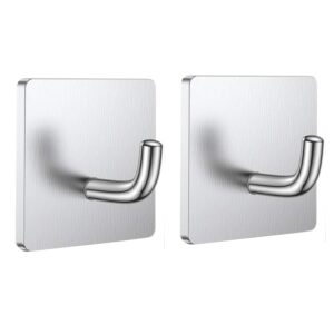 JIALTO 2 Pcs Heavy Duty Stainless Steel SUS 304 Adhesive Wall Hooks - Multipurpose, Waterproof, and Stylish Hooks for Bathroom, Kitchen, and More