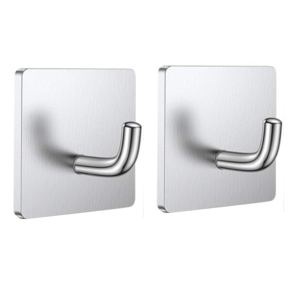 JIALTO 2 Pcs Heavy Duty Stainless Steel SUS 304 Adhesive Wall Hooks - Multipurpose, Waterproof, and Stylish Hooks for Bathroom, Kitchen, and More