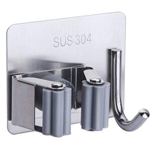 JIALTO 3 PCS Adhesive Broom Holder Wall Mounted – Stainless JIALTO 3 PCS Adhesive Broom Holder Wall Mounted – Stainless Steel Mop Holder for Bathroom & Kitchen, No Drill Wall Organizer for Broom Stick, Cleaning Tools Hanger