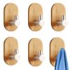 JIALTO 6 pcs Wooden Bathroom and Kitchen Hook, Self Adhesive JIALTO 6 pcs Wooden Bathroom and Kitchen Hook, Self Adhesive Wall Hook - Essential Bathroom Accessories, Stylish Home Decor Items, Durable Kitchen Accessories Items (Rectangle Silver Wooden)